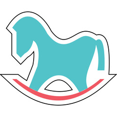 Obraz premium Sticker ROCKING HORSE design vector icon design vector line icon svg