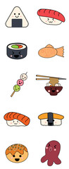 Cute Doodle Japanese Food Illustration Set Collection