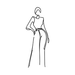 One line vector illustration. Female body. Fashion icon. Minimalism