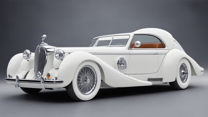 A classic white luxury sport car with a glossy finish and intricate detailing, Ai Generated