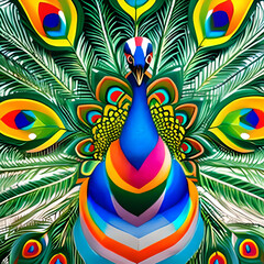 Obraz premium ai-generated, illustration of a beautiful peacock