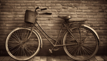 Fototapeta na wymiar Rusty old bicycle, an antique mode of transport generated by AI