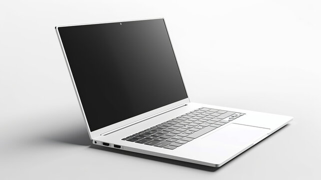 Mock-up Of Laptop Computer On Isolated White Background, Generative Ai