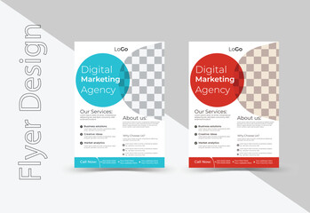 Corporate business flyer template design. Corporate Business Conference poster and flyer design layout template in A4 size .Flyer template design set with Red and Blue color .