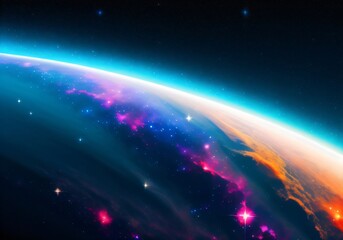Obraz premium Colorful space planet. Beautiful universe sphere. Generative ai