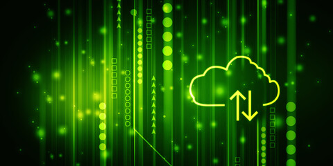 2d illustration Cloud with uploading downloading arrow 
