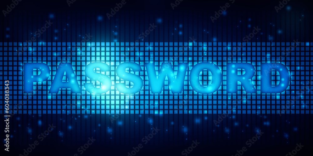 Poster 2d illustration abstract password digital binary data on computer screen