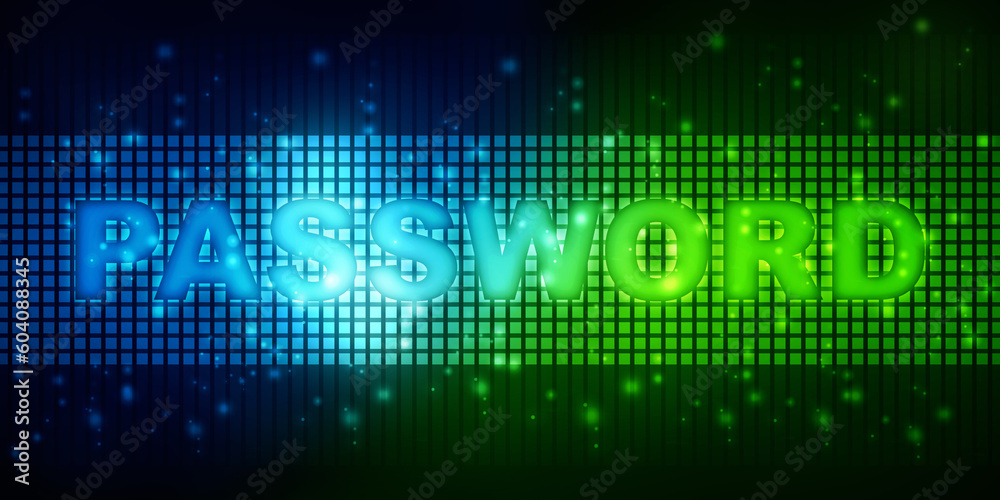 Poster 2d illustration abstract password digital binary data on computer screen