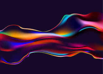 Abstract liquid holographic shape. Colorful fluid design element. - 604088316