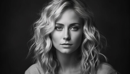 Fototapeta premium Beautiful caucasian woman with long blond hair generated by AI