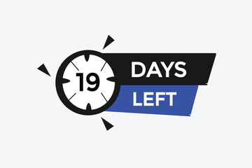 19 days left countdown template, 19 day countdown left banner label button eps 19   
