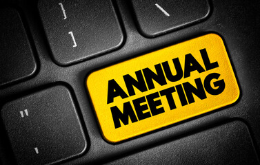 Fototapeta premium Annual Meeting text button on keyboard, concept background
