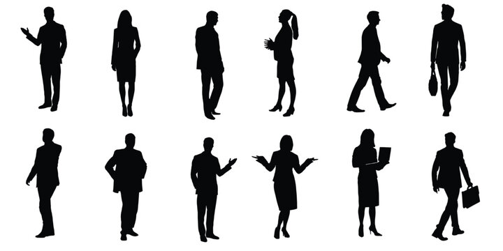 silhouettes of people working group of standing business people vector eps 10