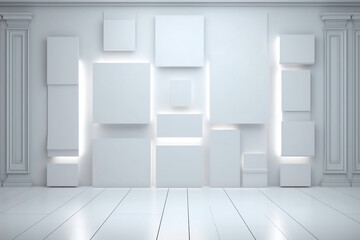 Light and modern background mockup with stylish white panels and subtle lighting, generative AI