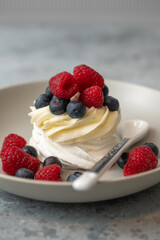 mini Pavlova meringues with berries