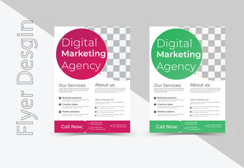 Corporate business flyer template design. Corporate Business Conference poster and flyer design layout template in A4 size .Flyer template design set with Green and Purple color .