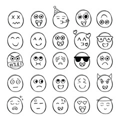 Hand Drawn Emoji Icon Set Vector Design.