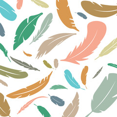 Seamless Pattern Feather Background Vector Design.