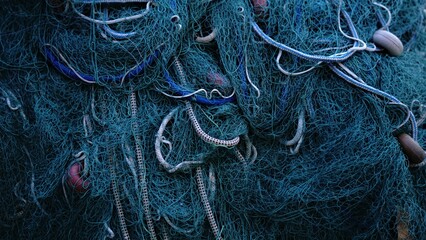 tangled and stacked net as background
