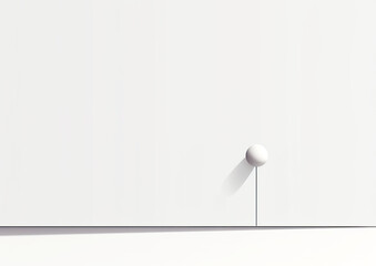 White pavement with a large white wall decorated with a small white sphere. Minimalist elegance and cleanliness can be seen in the picture. Copy space. Generative AI.