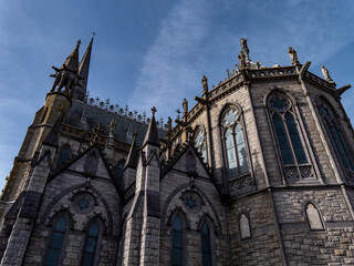 Fototapeta na wymiar The wall of St. Colman's Cathedral in Cobh, Ireland. Religious European architecture.