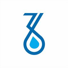 Abstract geometric number 36 logo design with water drop symbol.