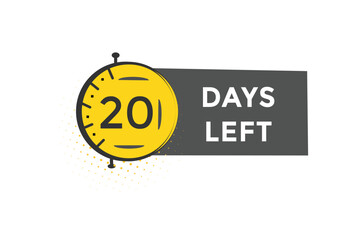 20 days left countdown template, 20 day countdown left banner label button eps 20   
 