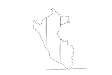 A blind map of Peru. Fiestas patrias peru one-line drawing