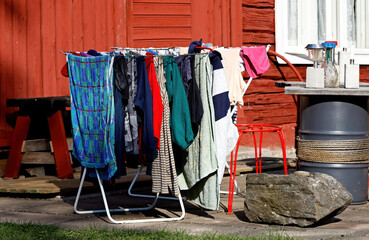 Laundry drying outdoors