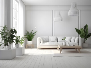 Fototapeta na wymiar Interior home design. Modern living room decoration. AI generated.