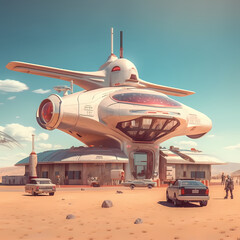 Step into a mesmerizing AI-generated image that unveils the captivating allure of a Retro-Futuristic Society. Vibrant hues blend seamlessly with vintage aesthetics.