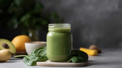 Freshly Blended Green Smoothie For Healthy Skin