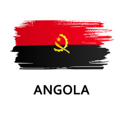 National symbols - flag of Angola isolated on white background. Hand-drawn illustration. Flat style. 
