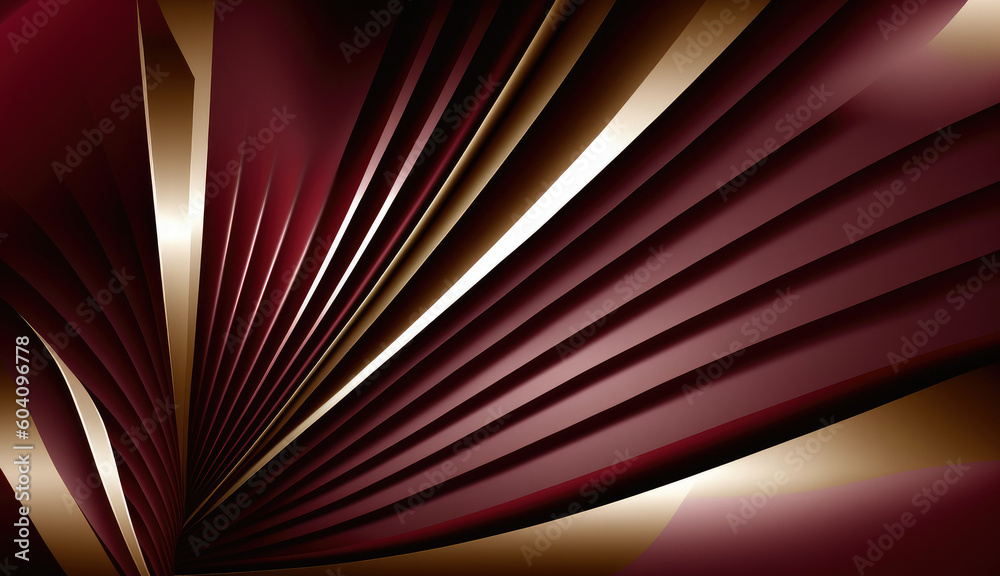 Wall mural maroon colored abstract background with golden rays. generative ai