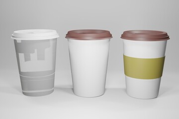 Glasses for coffee and other drinks. 3d model for mockup. Object to place designs