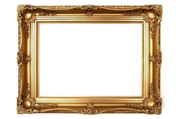 Vintage Golden Frame: Isolated Antique Design on White Background. Generative AI illustrations.