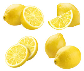 Collection of delicious lemon fruits cut out