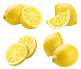 Collection of delicious lemon fruits cut out