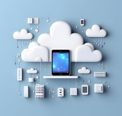 Cloud data storage, database concept illustration. AI generated
