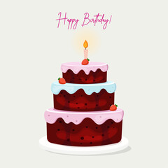 Birthday cake vector flat illustration