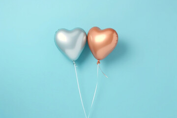 Fototapeta na wymiar Love in the Sky: Heart-Shaped Balloons on Light Blue Background, generative AI