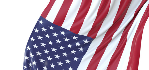 Obraz premium Proudly Flying: Vibrant 3D USA Flag Illustrates National Pride