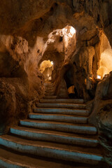 vertical photograph of the interior of the cave of the treasure in Malaga