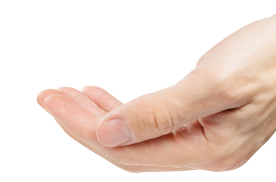 Outstretched hand gesture, holding, asking or offering something, cut out