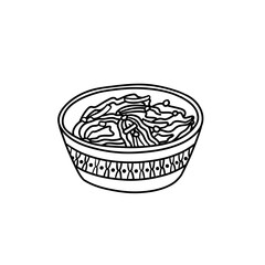 Korean food illustration. Kimchi is asian traditional food. Cabbage fermented dish. Vector spicy meal in outline style.
