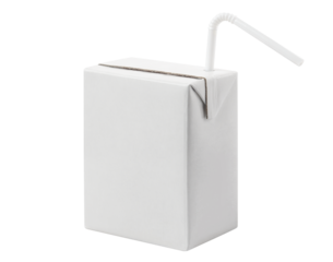 Mini juice pack with plastic tube, cut out