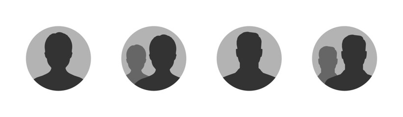 Default anonymous user portrait flat vector illustration designs set