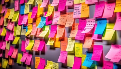 "A whiteboard with lively post-its." (Generative AI)