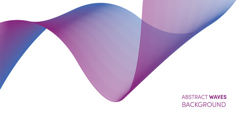 Background with blue ribbon waves