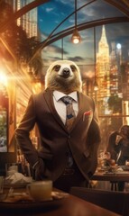 Sloth dressed in a suit like a businessman (generative AI)